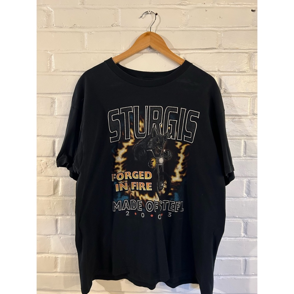 Vintage 2003 Men’s Sturgis Bike Week Wolf T-Shirt "MADE OF STEEL" XL Y2K